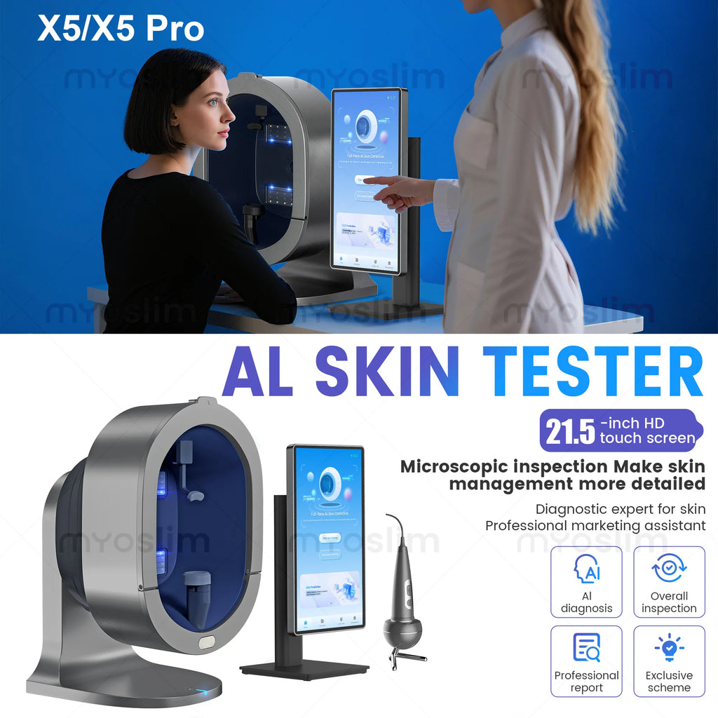 21.5" X5 Facial Analyzer, 3D AI Hair Scanner, 8 Spectrum Light – Beauty Analysis Machine for Salon Care