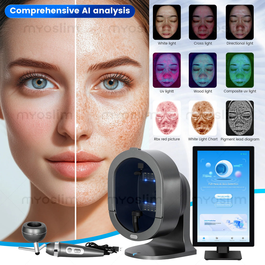 21.5 Inch X5 Facial Skin Analyzer, 3D AI Hair Scanner, 8 Spectrum Light, Beauty Analysis Machine for Salon Care