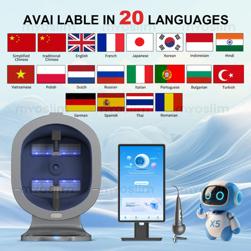 21.5 Inch X5 Facial Skin Analyzer  3D AI Hair Analysis Machine 8 Light Spectrum Skin Analysis Scanner For Business Beauty Care